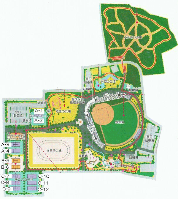 上平公園テニスコート平面図の写真